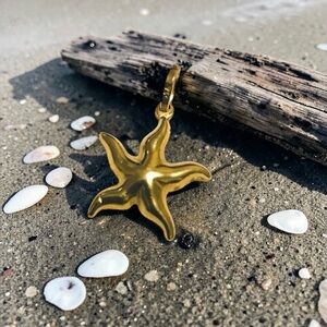 18k Gold Starfish pendant Gold on silver
